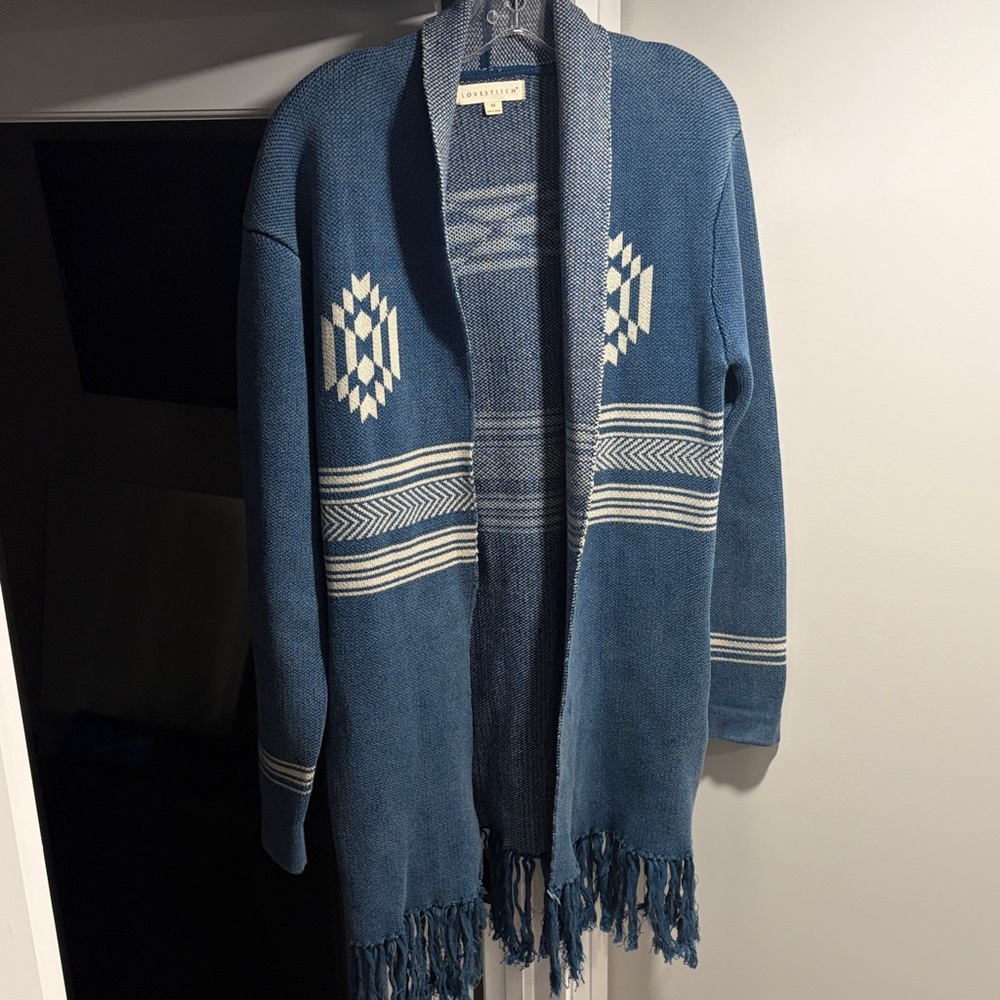 Lovestitch Navy and White Knit Cardigan
